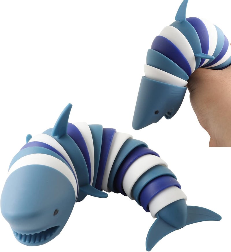 MEIEST Fidget Slug 3D Articulated Stretch Shark, Sensory Stress Relief for Adults and Kids, Pressure Relieving Anti-Anxiety Office Desk Toy (Multi-Color) - Image 1