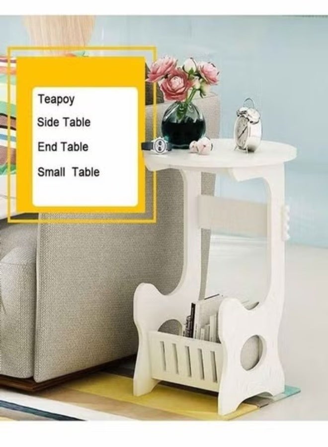 C&C Home Modern Moveable Bedside Round Coffee Table with Books Storage Stand - Image 3