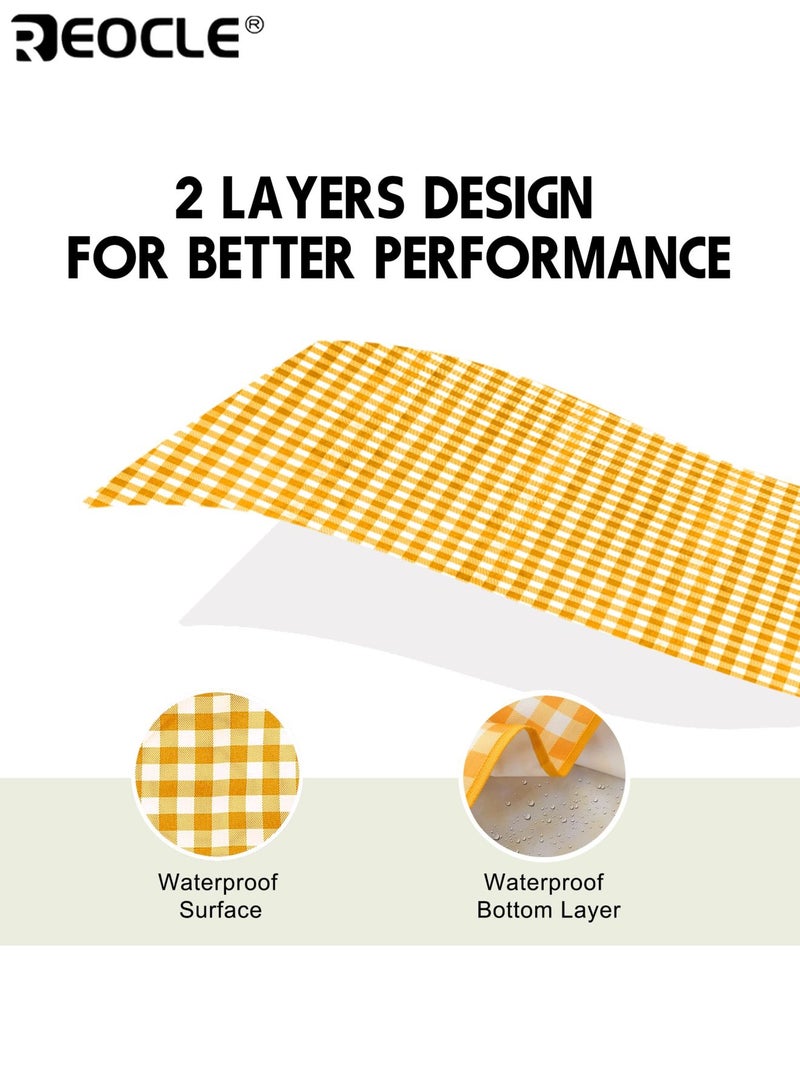 ريوكل بساط نزهة خارجي قابل للطي بطانية شاطئ كبيرة الحجم محمولة وخفيفة بطانية سفر سهلة التنظيف سطح متين بوليستر تصميم مربعات مناسب للشاطئ التخييم الشواء - Image 4
