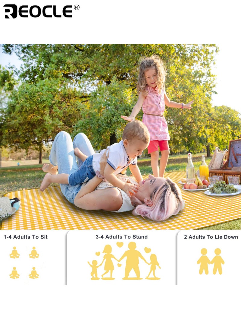 ريوكل بساط نزهة خارجي قابل للطي بطانية شاطئ كبيرة الحجم محمولة وخفيفة بطانية سفر سهلة التنظيف سطح متين بوليستر تصميم مربعات مناسب للشاطئ التخييم الشواء - Image 3