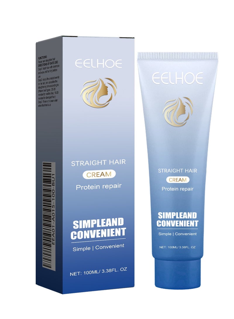 EELHOE Protein Hair Straightening Cream,  Silk and Gloss Hair Straightener Cream, Smooth Hair Dryness, Protein Correcting Hair Straightening Cream for All Hair Types(100ml) - Image 1