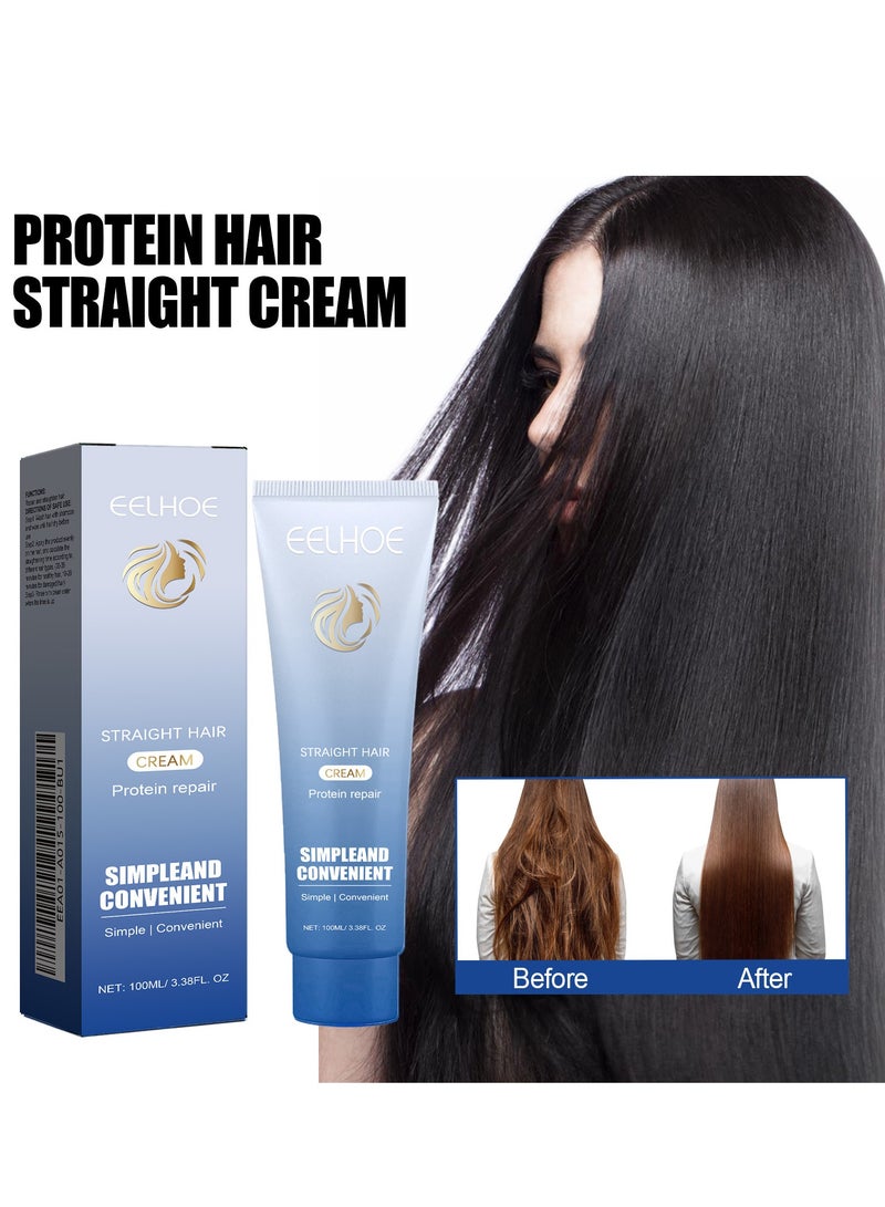 EELHOE Protein Hair Straightening Cream,  Silk and Gloss Hair Straightener Cream, Smooth Hair Dryness, Protein Correcting Hair Straightening Cream for All Hair Types(100ml) - Image 2