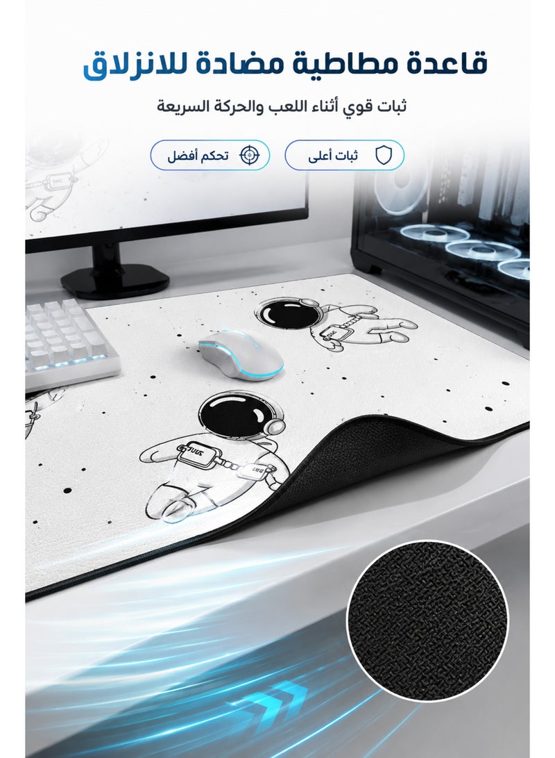 ميا لوحة ماوس كبيرة الحجم للألعاب 120 × 60 سم، مقاس XXXL، تغطي مساحة مكتب كاملة، قاعدة مطاطية مانعة للانزلاق، لوحة مفاتيح كبيرة بحواف مخيطة، مقاومة للماء، مثالية للألعاب (لون أبيض فضائي). - Image 5