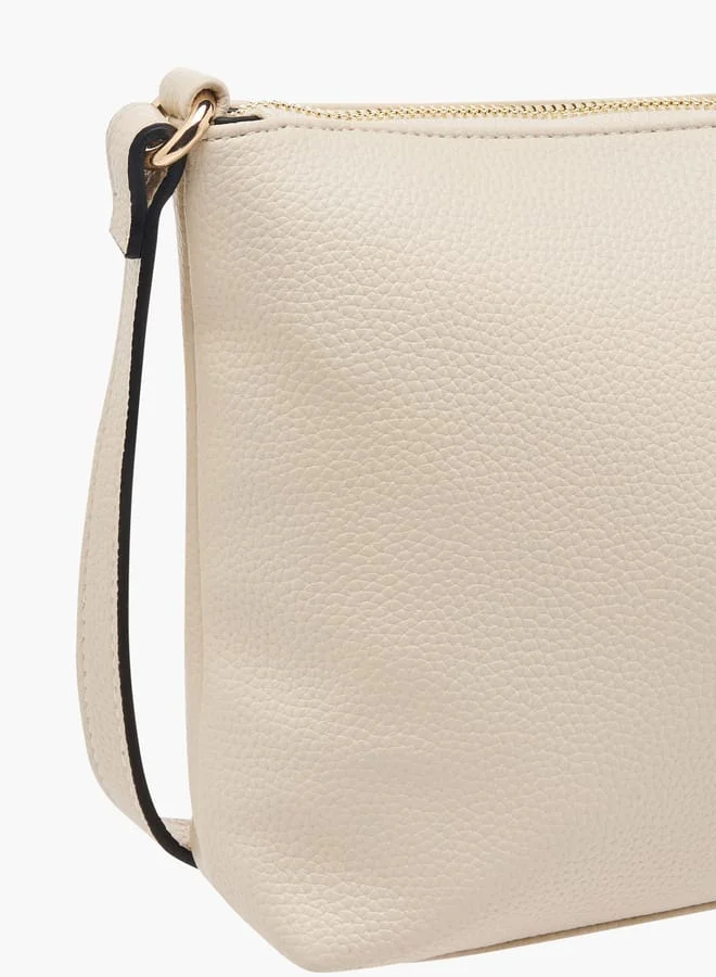 Celeste Women Textured Crossbody Bag with Adjustable Strap and Zip Closure