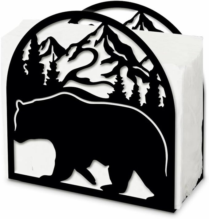BEAR NAPKIN HOLDER FOR TABLES FOREST ANIMAL IRON NAPKIN HOLDER NAPKIN DISPENSER TABLETOP TISSUE STAND RUSTIC CLOTH NAPKINS HOLDERS FOR KITCHEN HOTEL RESTAURANTS FARMHOUSE HOME DECOR