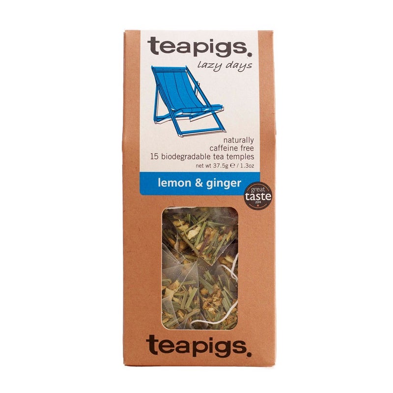 teapigs Lemon & Ginger Herbal Tea Bags Made With Whole Leaves (1 Pack of 15 Tea bags) (520) - Image 1
