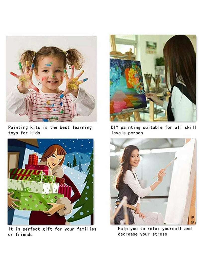 DIY Oil Painting Paint by Numbers Colourful Floral Deer Canvas Print Wall Art Home Decoration Frameless No Frame for Kids Students Adults Beginner with Brushes Pigment