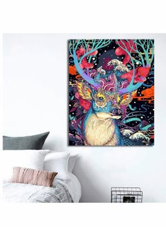 KASTWAVE DIY Oil Painting Paint by Numbers Colourful Floral Deer Canvas Print Wall Art Home Decoration Frameless No Frame for Kids Students Adults Beginner with Brushes Pigment  - Image 2