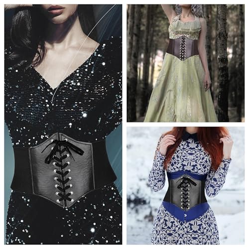 Ayliss Women Elastic Wide Band Tied Waspie Corset Waist Cincher Belt,Black - Image 4