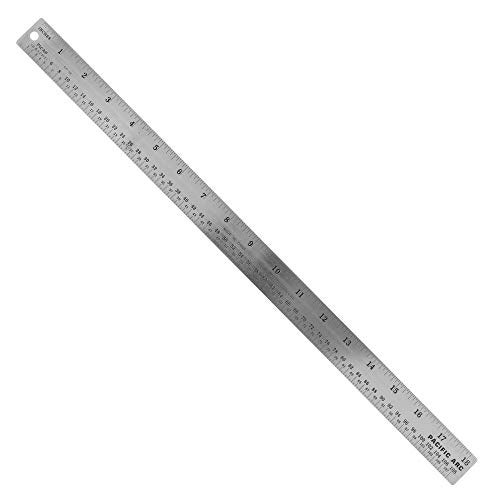 Pacific Arc Stainless Steel Ruler with Inch and Pica Measurements, 18 Inches Rubber Backed - Image 1