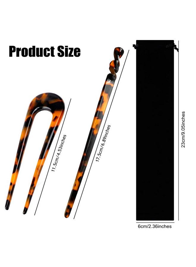 La Jolie Jasmin 8 Pieces Acetate Hair Pins Sticks U-Shaped Straight Chopsticks Hairpin Hair Styling Accessories, Vintage Hair Pin Fork Hair Clips For Girls Women Updos Buns(Type A) - Image 1