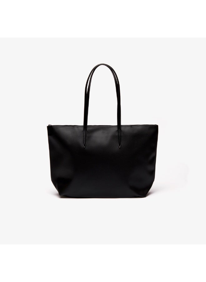 Women's Fashion Versatile Large Capacity Large Size Zipper Handheld Shoulder Bag Tote Bag Large Black 45cm * 30cm * 12cm