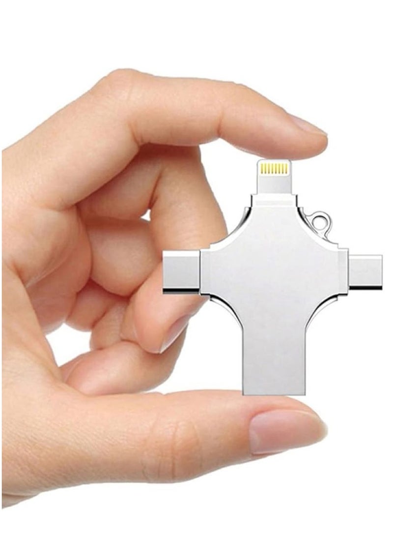 Flash Drive Flash Drive 512 GB 4 in 1 Pendrive, Micro USB, USB A, Type-C Interface Mini Hangable Pen Drive for iOS & Android Compatible with Phone, Pad, Android, PC and More Devices  - Image 2