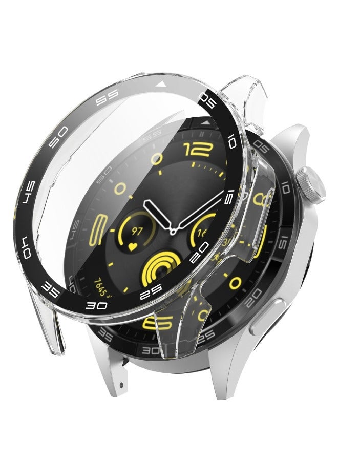 HUAWEI WATCH GT 4 46mm Case with 9H Tempered Glass Screen Protector, Unique Design Hard PC Waterproof Cover, Touch Sensitive Full Coverage Accessories for Huawei Watch GT4 46mm with Scale（Clear)  - Image 1