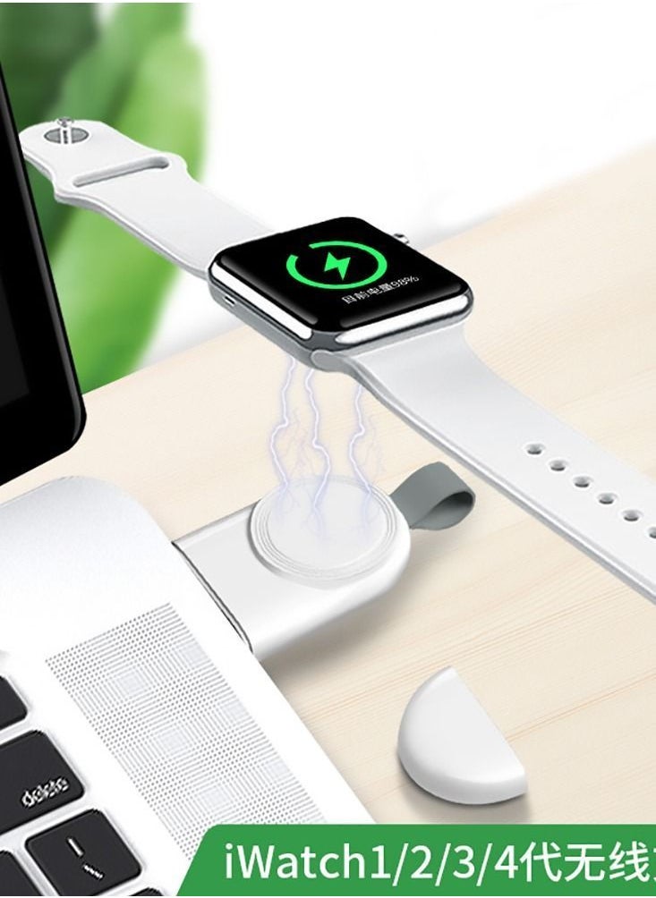 Y&D - Watch Charger for Apple Series Magnetic Wireless Compact Portable USB Fast Compatible with iWatch 6/Se/5/4/3/2/1(White) - Image 1