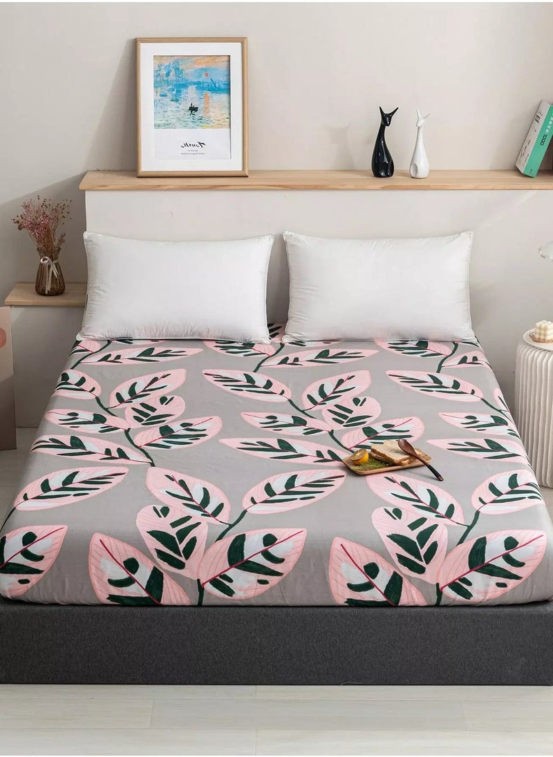Generic Leaf Print Fitted Sheet  - Image 1