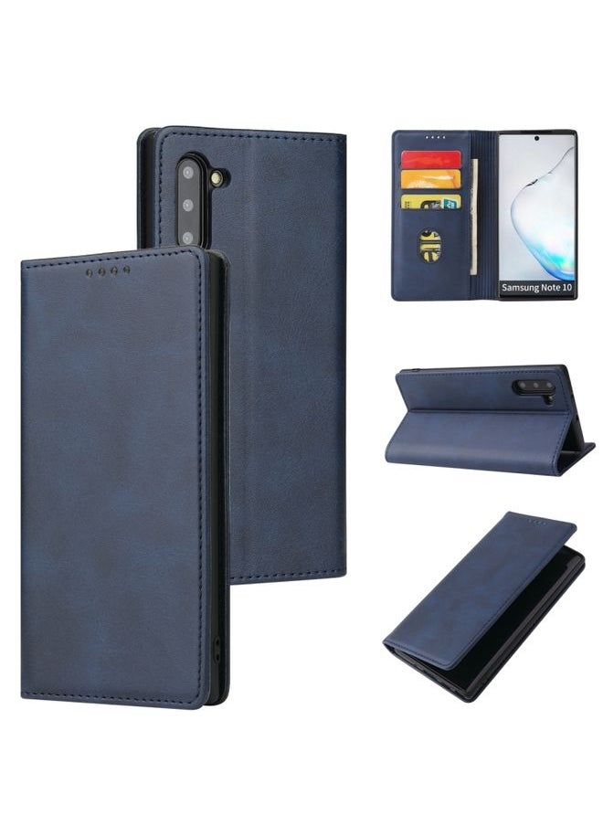 Generic Case Cover For Samsung Galaxy Note10 Calf Texture Magnetic Horizontal Flip Leather Case with Holder & Card Slots & Wallet Blue 