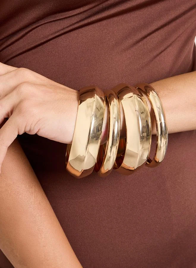 ستايلي Set Of 4 - Gold-Tone Chunky Bracelets