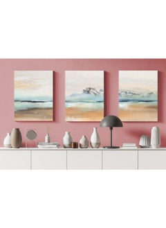 Canvas Wall Art, Abstract Framed Portrait of A set of three abstract background of minimalism. With a geometric pattern of art