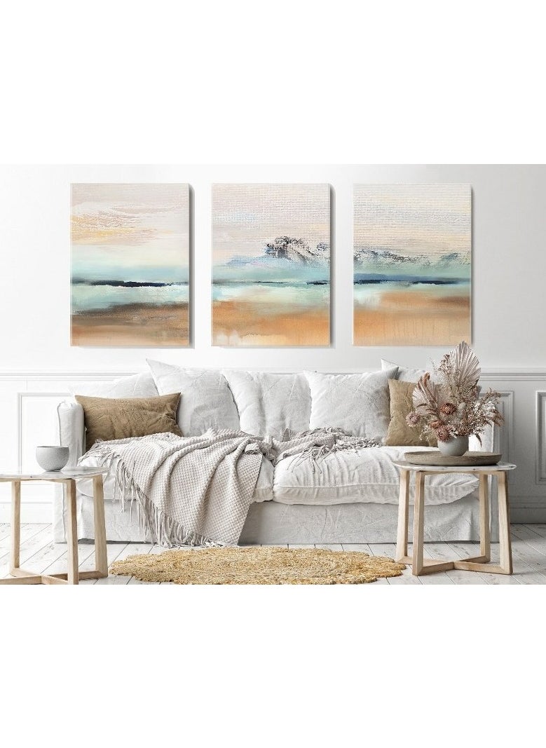 Home Gallery - Canvas Wall Art, Abstract Framed Portrait of A set of three abstract background of minimalism. With a geometric pattern of art - Image 1