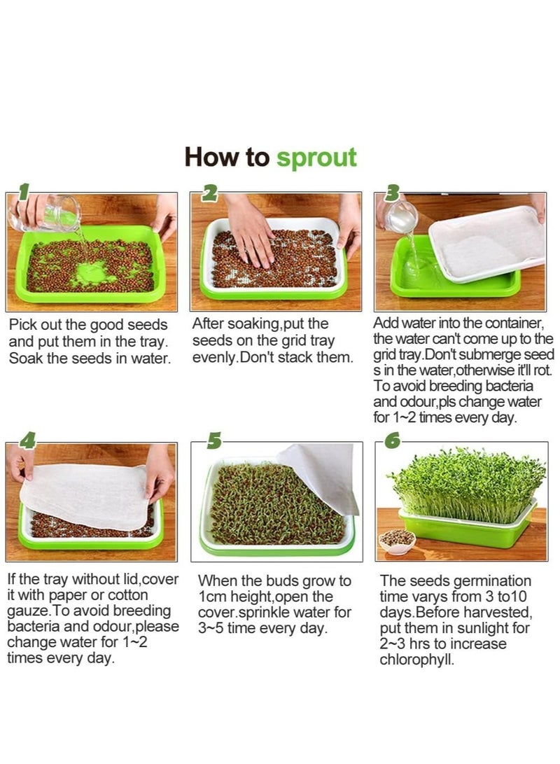 5Pc Seed Sprouter Tray with Lid Seed Germination Tray BPA Free PP Soil-Free Big Capacity Healthy Wheatgrass Grower with Lid Sprouting Kit 32X24X12Cm