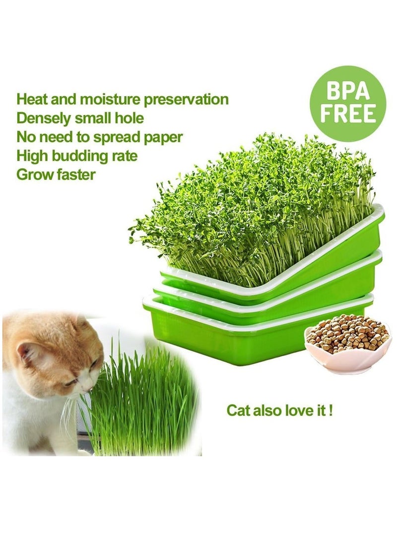 5Pc Seed Sprouter Tray with Lid Seed Germination Tray BPA Free PP Soil-Free Big Capacity Healthy Wheatgrass Grower with Lid Sprouting Kit 32X24X12Cm