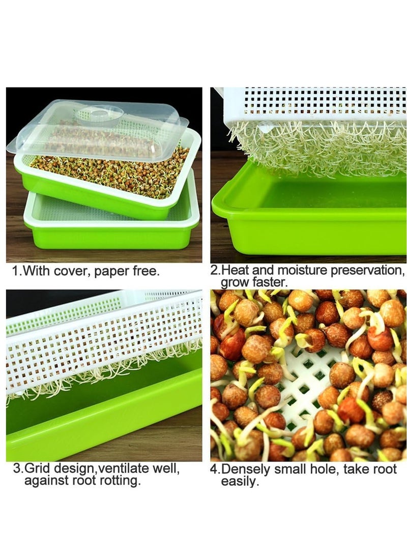 5Pc Seed Sprouter Tray with Lid Seed Germination Tray BPA Free PP Soil-Free Big Capacity Healthy Wheatgrass Grower with Lid Sprouting Kit 32X24X12Cm