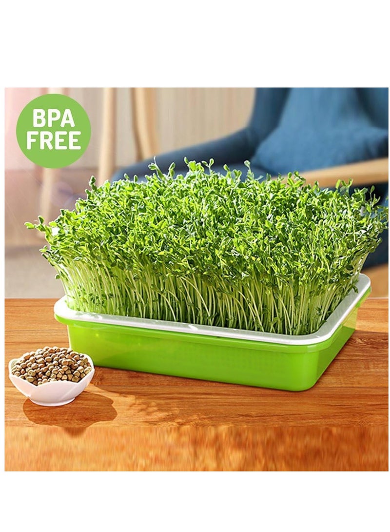 5Pc Seed Sprouter Tray with Lid Seed Germination Tray BPA Free PP Soil-Free Big Capacity Healthy Wheatgrass Grower with Lid Sprouting Kit 32X24X12Cm