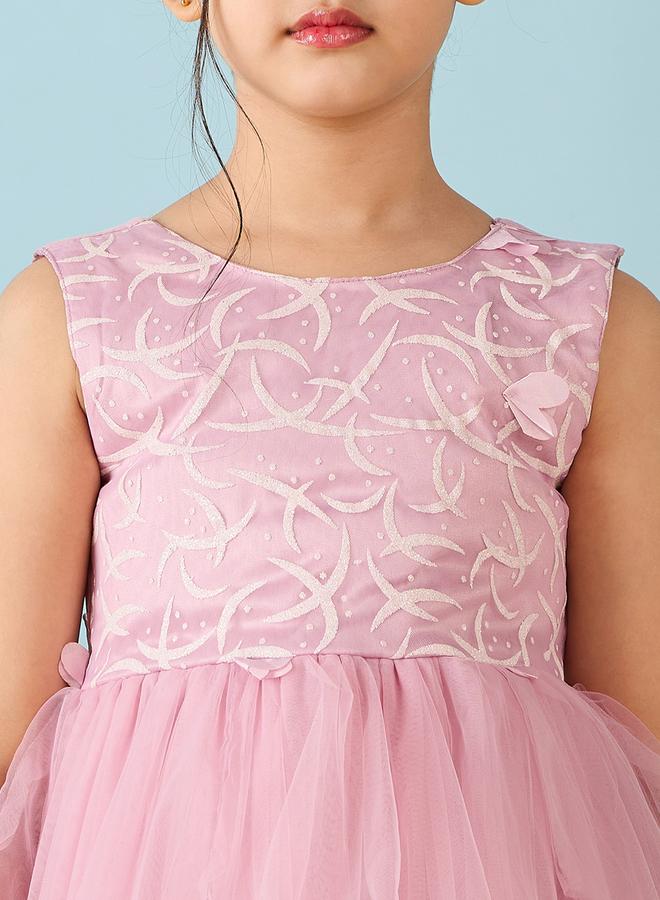 Stylo Bug Girls Sleeveless Layered Mesh Party Wear Dress - Image 4