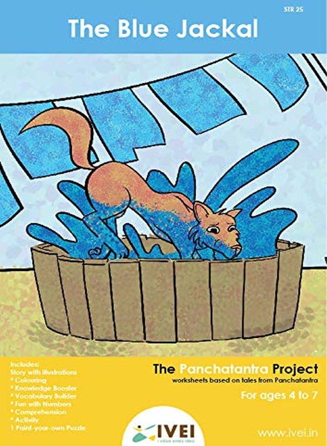 IVEI Panchatantra Kids Learning Book - Workbook and DIY puzzle of Panchatantra Story - Colouring Activity Worksheets - Creative Fun Activity and Education For Kids - The Blue Jackal - Age 4 to 7 Years - Image 1