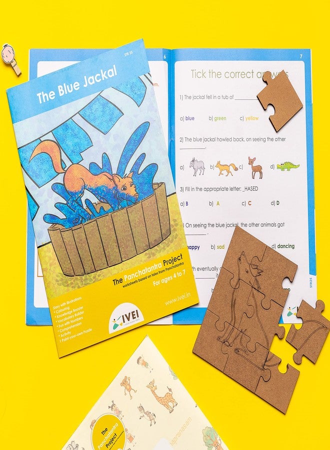 IVEI Panchatantra Kids Learning Book - Workbook and DIY puzzle of Panchatantra Story - Colouring Activity Worksheets - Creative Fun Activity and Education For Kids - The Blue Jackal - Age 4 to 7 Years - Image 4