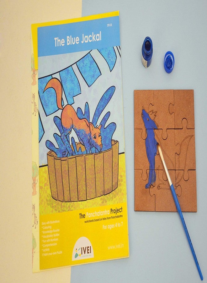 IVEI Panchatantra Kids Learning Book - Workbook and DIY puzzle of Panchatantra Story - Colouring Activity Worksheets - Creative Fun Activity and Education For Kids - The Blue Jackal - Age 4 to 7 Years - Image 2