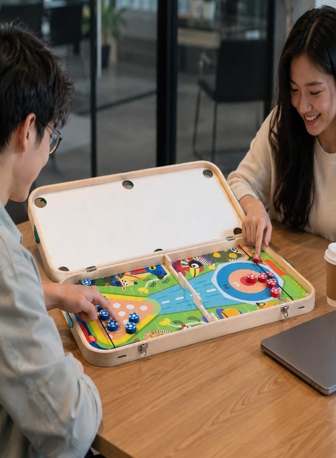 Miosea 5 in 1 Tabletop Game Set for Kids Boys Girls, Wooden Mini Pool Table with Billiards, Bowling, Hockey, Curling & Sling Puck, Compact Multi Game Table for Home, Playroom, Family Game Night - Image 5