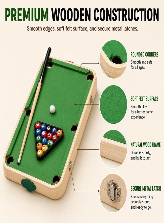 Miosea 5 in 1 Tabletop Game Set for Kids Boys Girls, Wooden Mini Pool Table with Billiards, Bowling, Hockey, Curling & Sling Puck, Compact Multi Game Table for Home, Playroom, Family Game Night - Image 4
