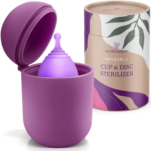 EcoBlossom Menstrual Cup Case and Sterilizer Reusable Silicone Sterilizing Holder Cleaner Period for You and Your Disc or Cup Portable Cleaning Container Microwave Steamer Purple - Image 2