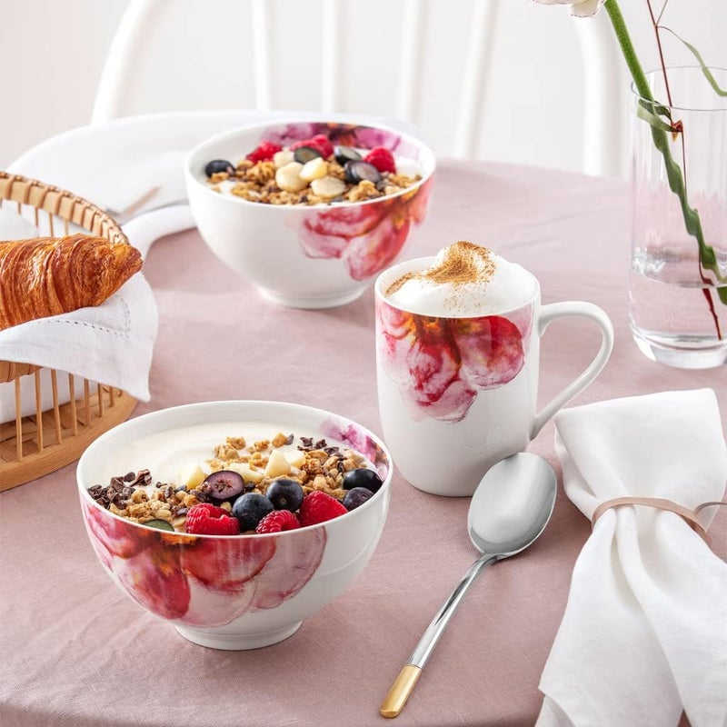 Villeroy & Boch Villeroy  Boch Rose Garden Bowl 55 in Premium Porcelain Made in Germany WhitePink - Image 2