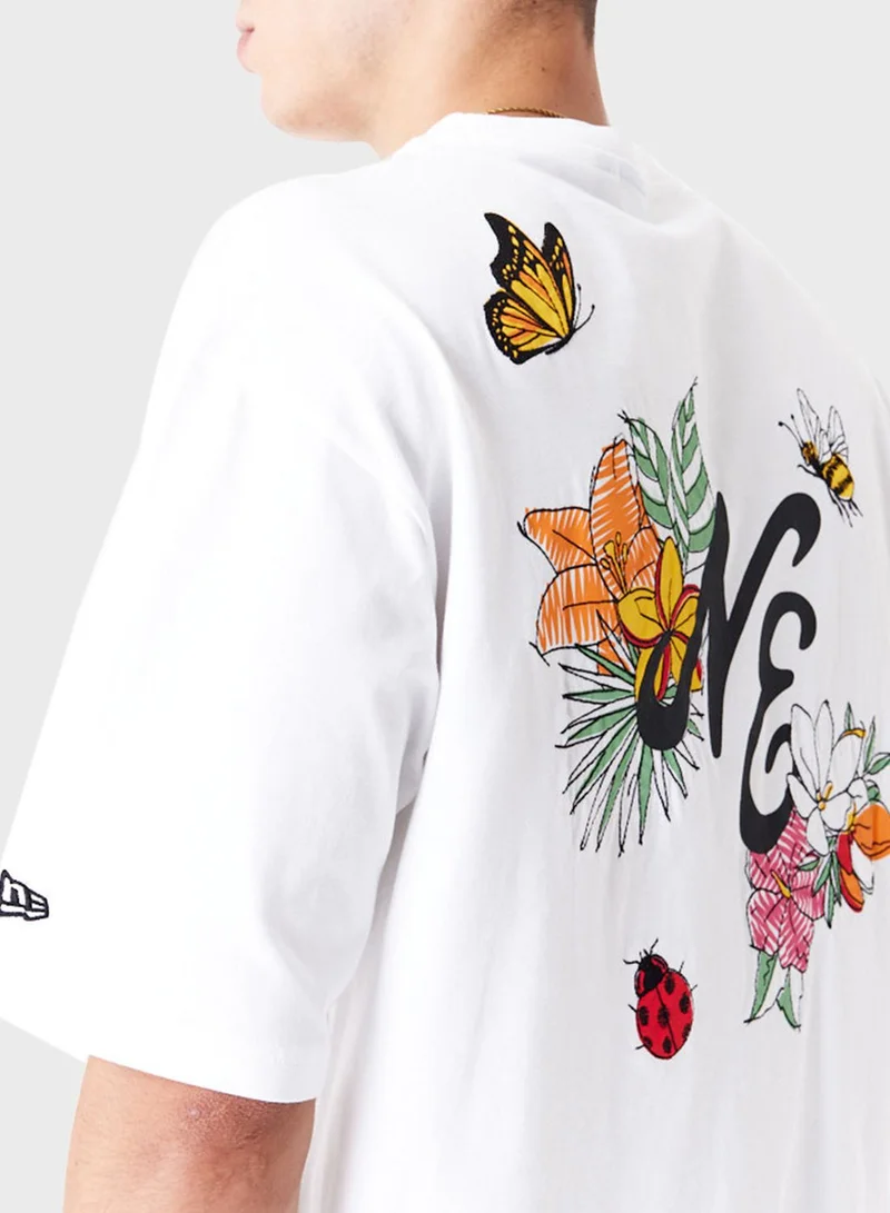 NEW ERA Floral Graphic Oversized T-Shirt