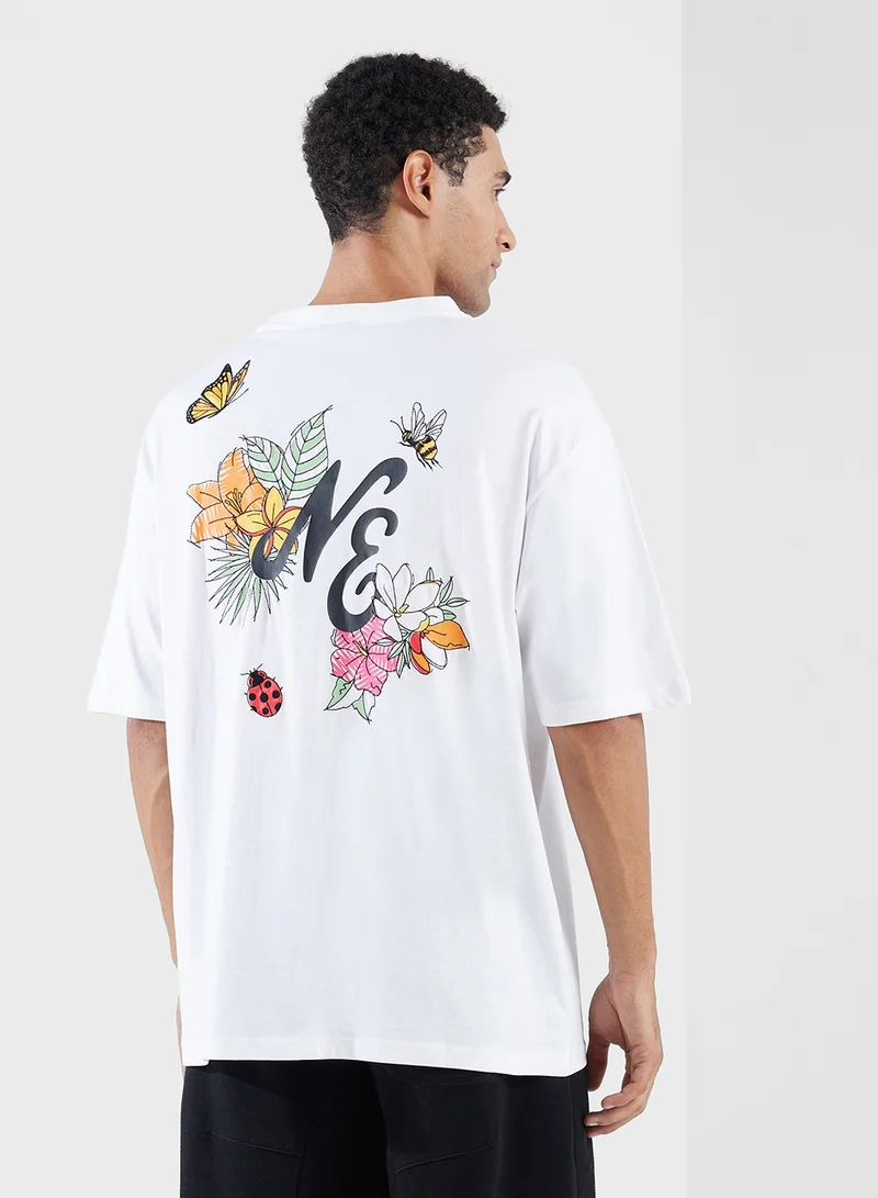 NEW ERA Floral Graphic Oversized T-Shirt
