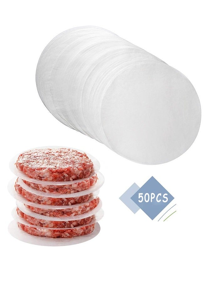 50pcs Burger Patty Paper Rounds for 4/4.5 Inch Burger Press Baking Parchment Round Hamburger Patty Paper Sheet for Separating Burger Patty Cookies and More - Image 1