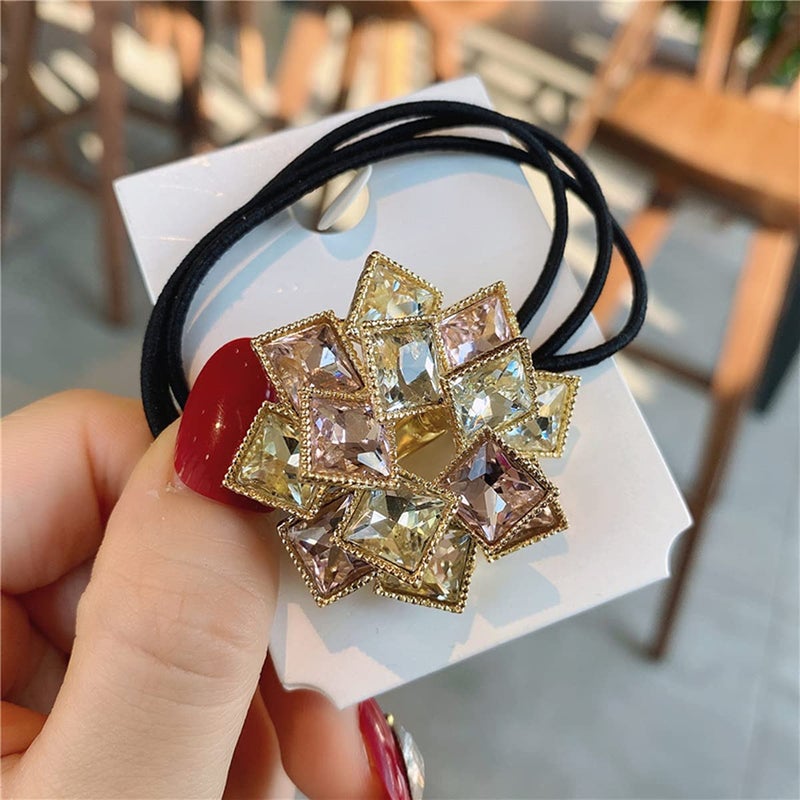 Xiwstar 4Pcs Elegant Women Girls Hair Scrunchies Headband Crystal Rhinestone Hair Bands Ties Accessories Ponytail Holder - Image 5