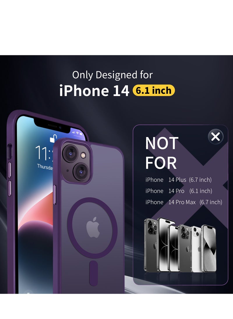 INFOSUN INFOSUN iPhone 14 Case Cover Compatible with Magsafe Magnetic Designed Shockproof Case Translucent Matte Protective Cover Back Hard Cases with Magnet for iPhone 14 Case Purple  - Image 2