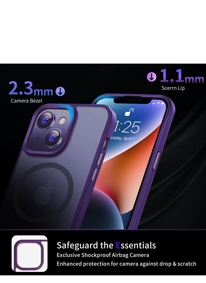 INFOSUN INFOSUN iPhone 14 Case Cover Compatible with Magsafe Magnetic Designed Shockproof Case Translucent Matte Protective Cover Back Hard Cases with Magnet for iPhone 14 Case Purple  - Image 5