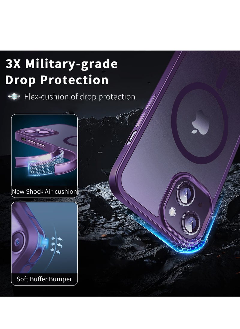 INFOSUN INFOSUN iPhone 14 Case Cover Compatible with Magsafe Magnetic Designed Shockproof Case Translucent Matte Protective Cover Back Hard Cases with Magnet for iPhone 14 Case Purple  - Image 4