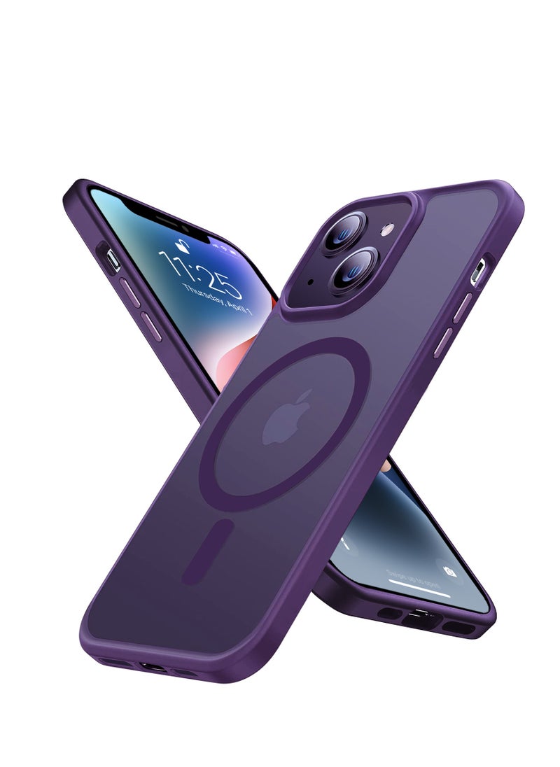 INFOSUN INFOSUN iPhone 14 Case Cover Compatible with Magsafe Magnetic Designed Shockproof Case Translucent Matte Protective Cover Back Hard Cases with Magnet for iPhone 14 Case Purple  - Image 1