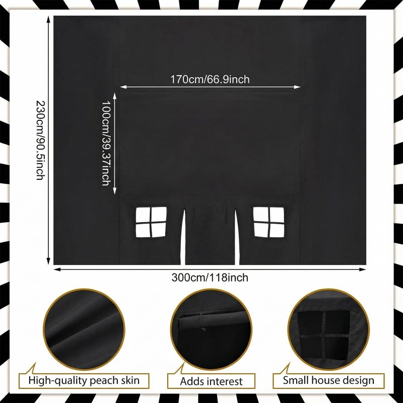 Oudain 10ft x 7.5ft Large Playhouse Table Cloth Table Fort Tent Cover Playhouse Indoor Outdoor Tablecloth for Birthday Party Playground Play Accessory(Black Colors,Dark Style) - Image 2
