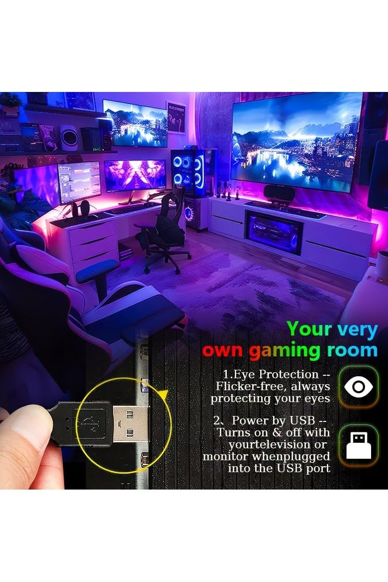 QIBANG LED Strip Lights for Screen Lighting,Gaming Setup Decor,USB Powered RGB Light Strip with Remote, Waterproof TV Backlighting, Gaming Room Accessories, Bedroom Indoor Decor - Image 3