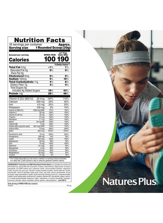 Natures Plus NaturesPlus SPIRU-TEIN, Vanilla - 1.06 lbs - Spirulina Protein Powder - Vitamins & Minerals for Energy - Vegetarian, Gluten Free - 16 Servings  - Image 5