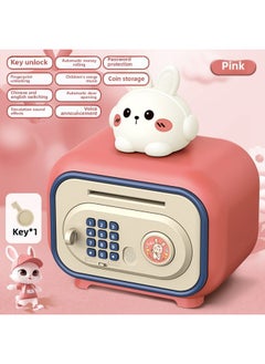 Cute Pet Simulation Fingerprint Identification Piggy Bank Dual-mode Key Unlock Can Access Piggy Bank Children's Toys-Color:Pink Rabbit Safe [fingerprint + Password + Key] Gift Box + Battery