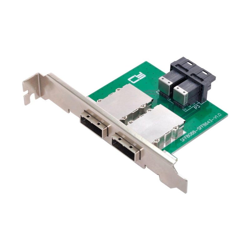 Chenyang Mini SAS 2 SFF-8088 to 2 SFF-8643 HD Data Server Converter Adapter with Bracket - Image 1