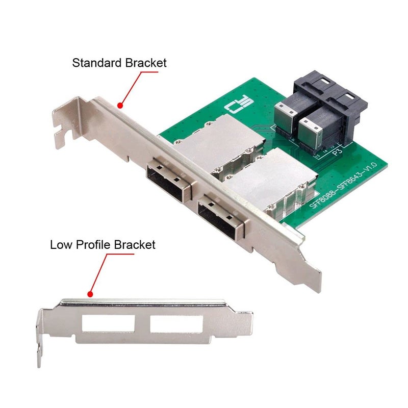 Chenyang Mini SAS 2 SFF-8088 to 2 SFF-8643 HD Data Server Converter Adapter with Bracket - Image 5